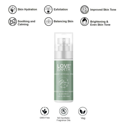 Love Earth Makeup Setting Spray Glow Fix, Infused With Niacinamide & Licorice