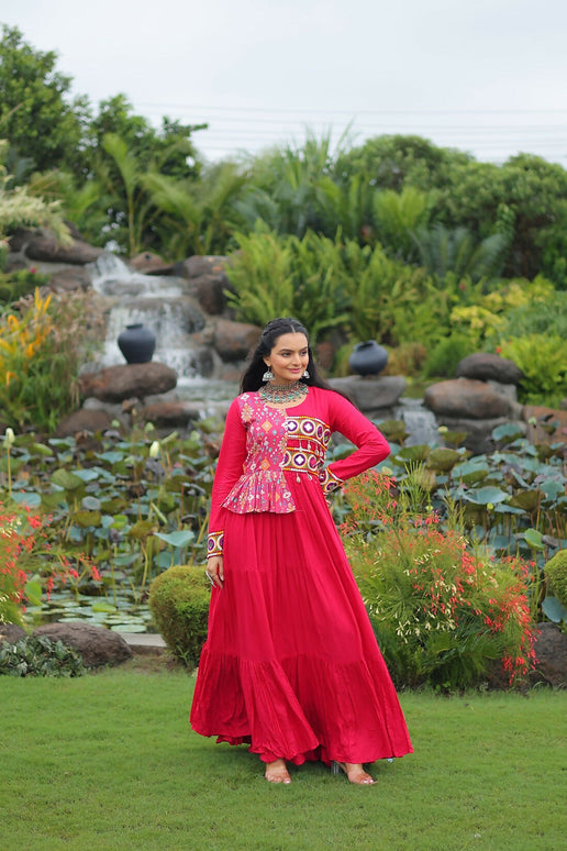 Aastha Fashion Pink Rayon Party Wear Designer Gown Collection