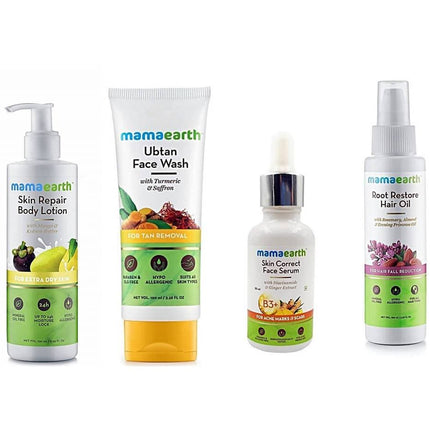 Mamaearth Combo Of (Hair Oil + Face Serum + Body Lotion + Face Wash)