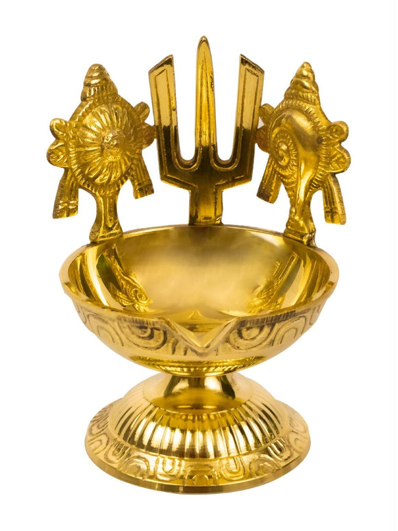 Spillbox Gold-Toned Brass Namah Kuber Diya Pooja Essential