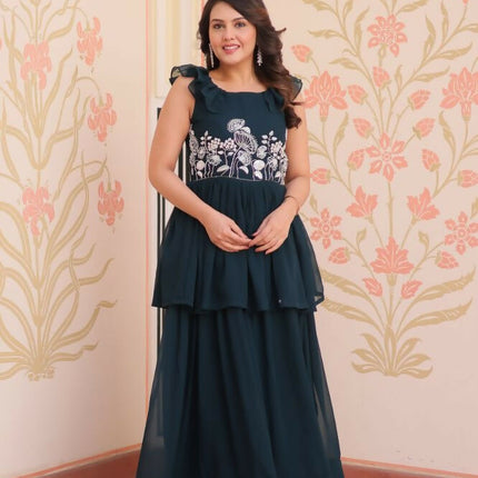 Aastha Fashion Rama Faux Blooming Beads Embroidered work Party Wear Designer Gown