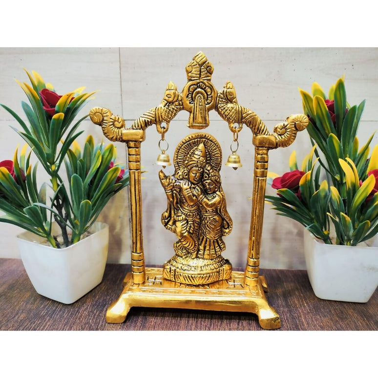 Labhcart Metal Gold-Polished Radha Krishna Idol