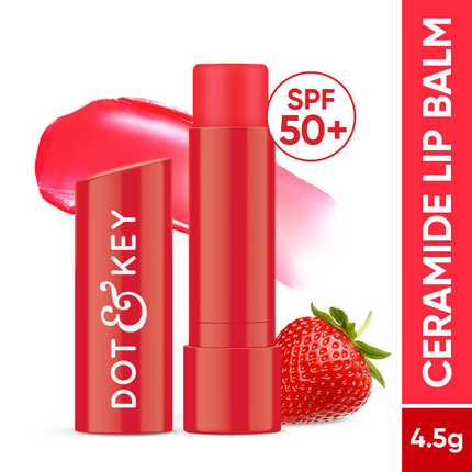 Dot & Key Barrier Repair Hydrating Lip Balm SPF 50 With Ceramides & Peptides Strawberry Red