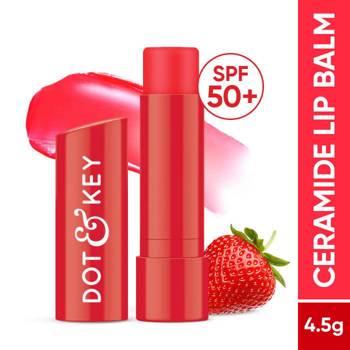 Dot & Key Barrier Repair Hydrating Lip Balm SPF 50 With Ceramides & Peptides Strawberry Red