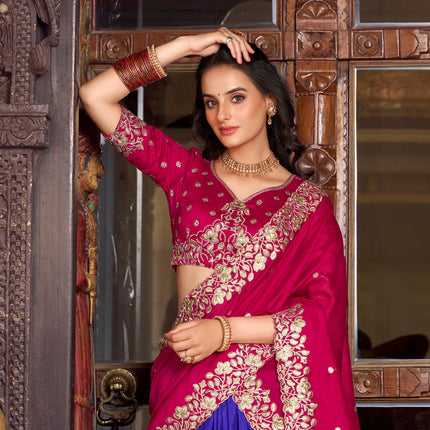 Lorenvalley Royal Blue Tussar Silk Printed With Foil Work Lehenga Choli with Dupatta