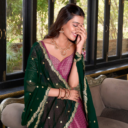 Lorenvalley Pink Kanchipuram Printed With Zari Weaving Work Lehenga Choli with Dupatta