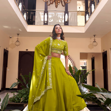 Lorenvalley Pink New Crush Embellishment With Pearl Coding And Sequins Embroidery Work Lehenga Choli with Dupatta