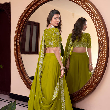 Lorenvalley Pink New Crush Embellishment With Pearl Coding And Sequins Embroidery Work Lehenga Choli with Dupatta