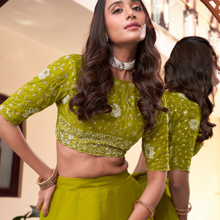 Lorenvalley Pink New Crush Embellishment With Pearl Coding And Sequins Embroidery Work Lehenga Choli with Dupatta