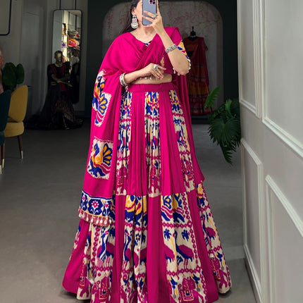 Lorenvalley Fashion Pink Rayon With Printed Silk Lehenga Choli with Dupatta