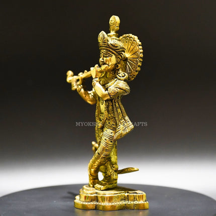 Divine Grace: Krishna Standing Brass Idol - Bringing the Spiritual Presence of Krishna