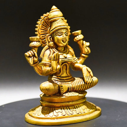 Brass Lakshmi Sitting - Goddess of Prosperity and Abundance