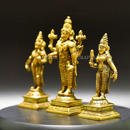 Brass Sri Devi and Bhudevi - Divine Goddesses of Harmony and Abundance