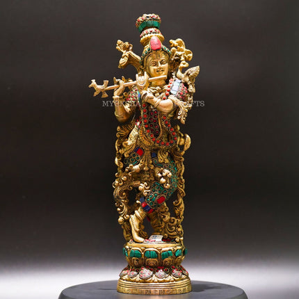 Brass Standing Krishna Idol - Divine Presence of Love and Wisdom