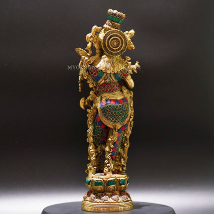 Brass Standing Krishna Idol - Divine Presence of Love and Wisdom