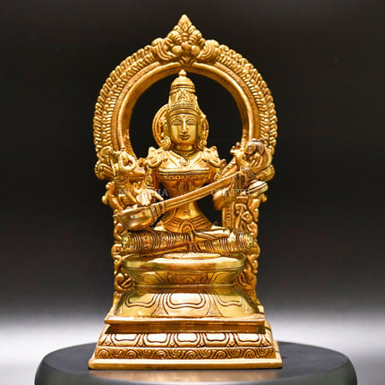 Brass Saraswati Devi Idol - Divine Source of Knowledge and Creativity
