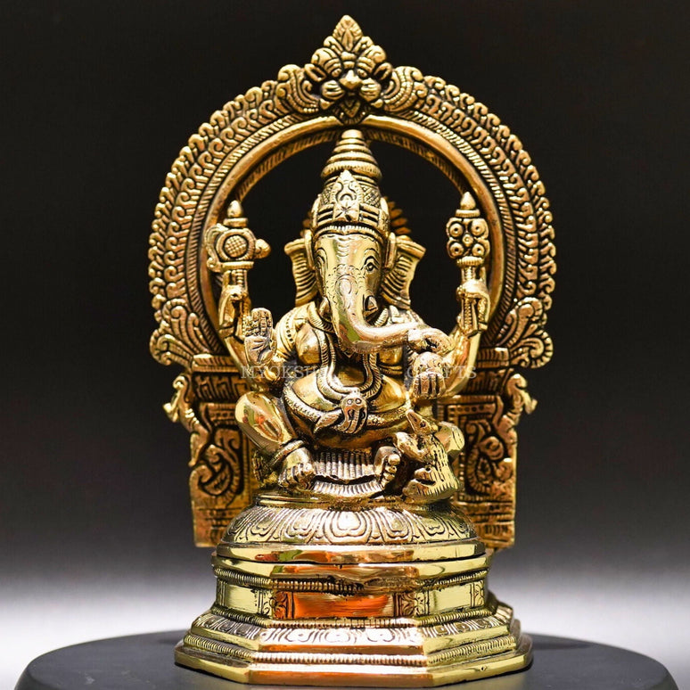 Brass Ganesha Idol - Divine Remover of Obstacles and Bestower of Fortune