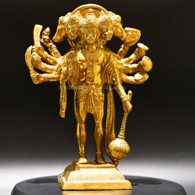 Brass Panchmukhi Hanuman - Powerful Symbol of Strength and Devotion