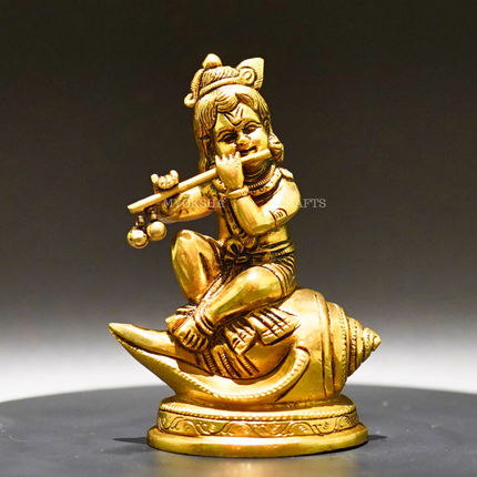 Brass Shank Krishna - Divine Flute Player for Spiritual Seekers