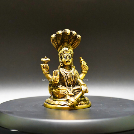 Brass Vishnu with Seshnag - Divine Protector and Sustainer of the Universe