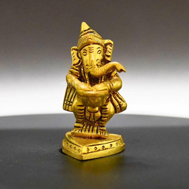 Ganesha Playing Drums Brass Idol – Perfect for Devotees