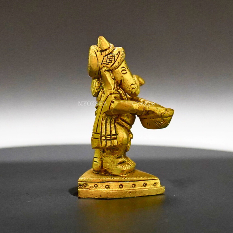 Ganesha Playing Drums Brass Idol – Perfect for Devotees