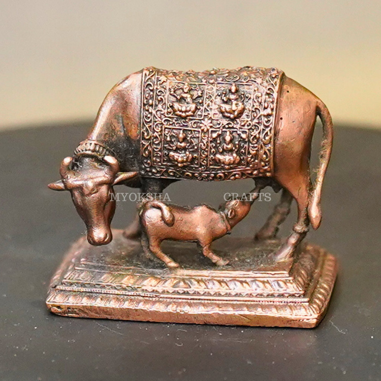 Copper Kamadhenu with Calf