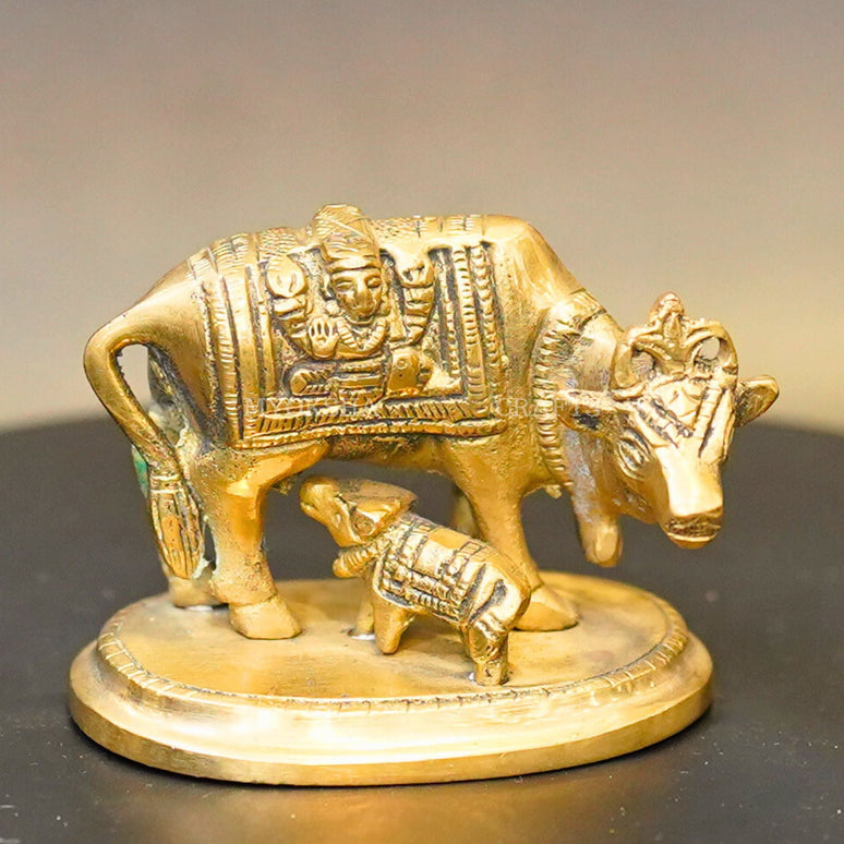 Brass Kamadenu with Calf Idol