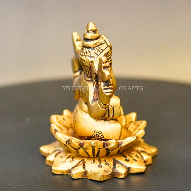 Brass Lotus Ganesha Idol