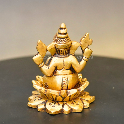 Brass Lotus Ganesha Idol