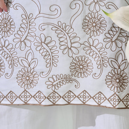 Myshka Women's Embroidered Calf Length White Kurta With Palazzo