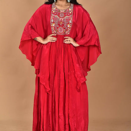 Morchari Kaftan Zari Embroidery Work Gown-Rani