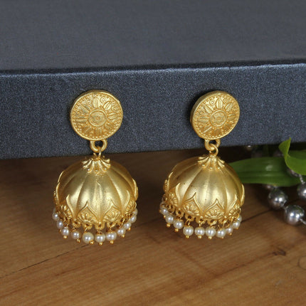 Joban Fashion Women Matte Gold Brass Jhumka