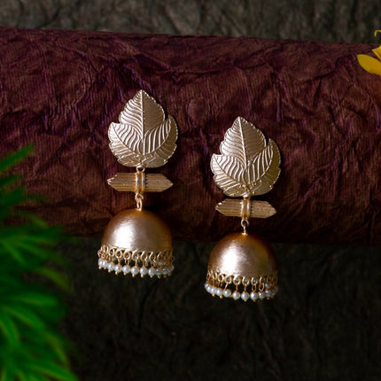 Joban Fashion Women Matte Gold Brass Jhumka