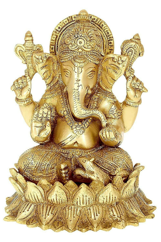 Umi Brass Lord Ganesha Sitting On Lotus