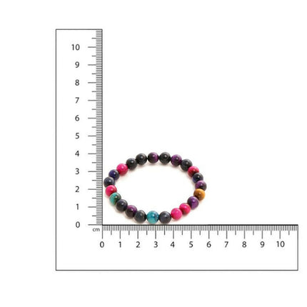 Red Carnelian, Lapis Lazuli, Amethyst and Green Avanturine Multicoloured Black Toned crystal bracelet - Ruby Raang