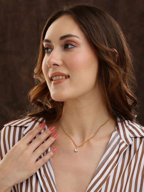 Minimalist Kundan Gold Necklace - Ruby Raang