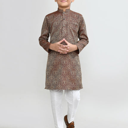 Joban Fashion Imported Jacquard Maroon Kurta With Straight Fit Pant