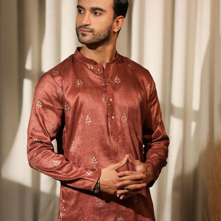 Brown Viscose Designer Embroidery Work Kurta Set - Mahotsav