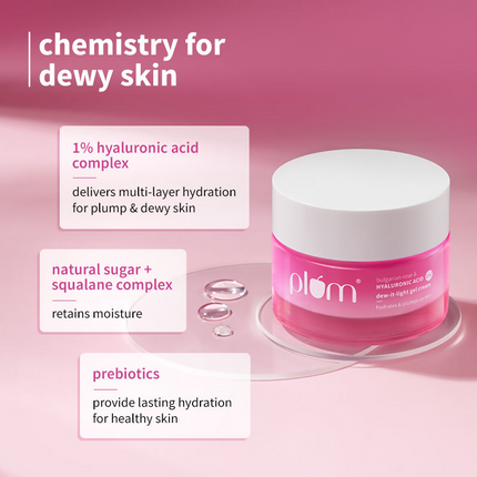 Plum Bulgarian Rose And 1% Hyaluronic Acid Dew-It-Light Gel Cream