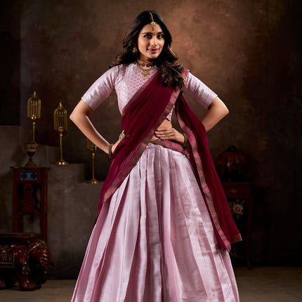 Lorenvalley Purple Jacquard Silk weaving work Lehenga Choli with Dupatta