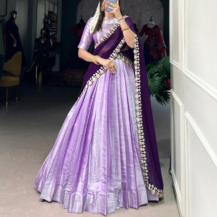 Lorenvalley Lavender Jacquard Silk weaving work Lehenga Choli with Dupatta
