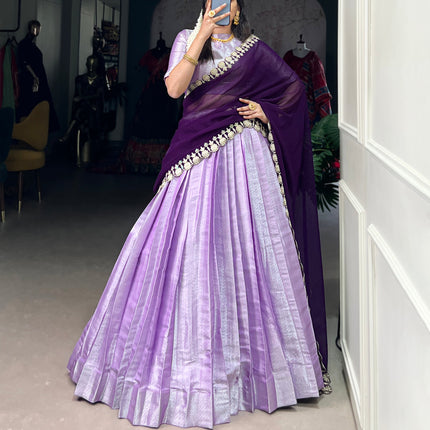 Lorenvalley Lavender Jacquard Silk weaving work Lehenga Choli with Dupatta