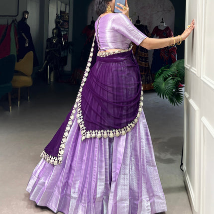 Lorenvalley Lavender Jacquard Silk weaving work Lehenga Choli with Dupatta