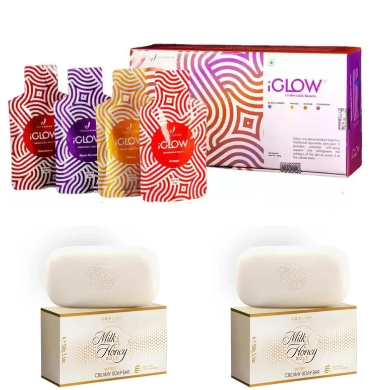 INDUS VIVA I GLOW (28N X 35G) - FREE ORIFLAME CREAMY SOAP BAR X 2