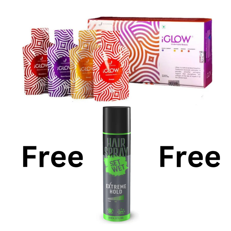 INDUS VIVA I GLOW (28 SACHETS) - SET WET HAIR SPRAY FREE
