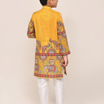 Joban Fashion Silk Yellow Kurta With Straight Fit Pant
