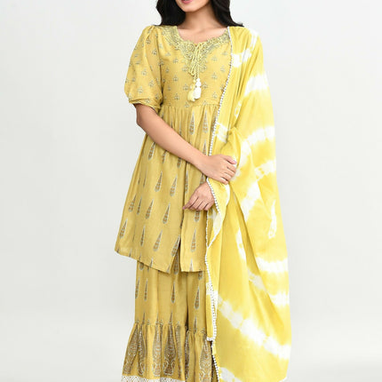 Joban Fashion Elegant Olive Green Cotton Sharara