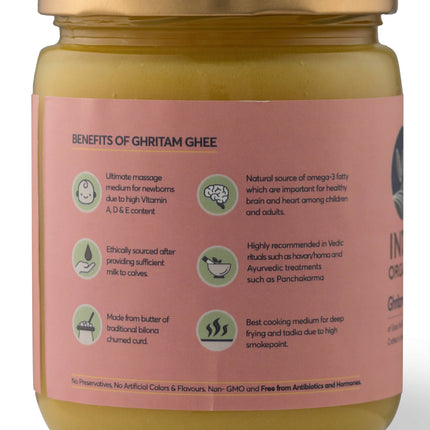 Indic Organics Gir Cow's A2 Ghee | Desi Gir Cow Ghee | Premium and Organic Desi Ghee