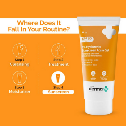 The Derma Co 1% Hyaluronic Sunscreen Aqua Gel with SPF 50